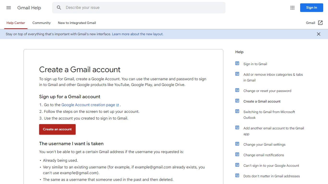 Create a Gmail account - Gmail Help - Google